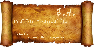 Bródi Archibáld névjegykártya